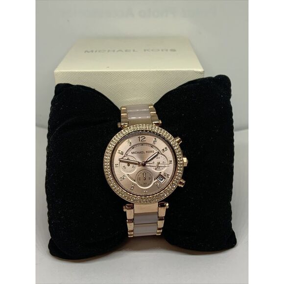 Michael Kors Parker MK5896 Womens Stainless Steel Analog Dial Quartz Watch AEW93 - Picture 1 of 11